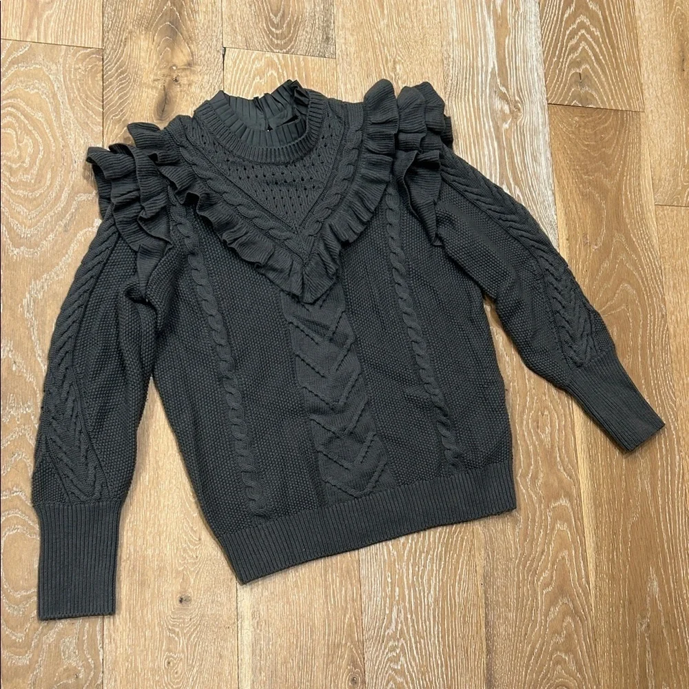 Ted Baker Denita Ruffle Yolk Sweater Charcoal